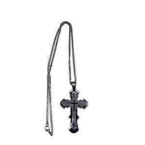 Cross Necklace Large pendant stainless steel silver black religious unisex